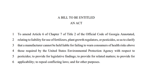 Kemp bill removing pesticide liability for companies takes effect January 1